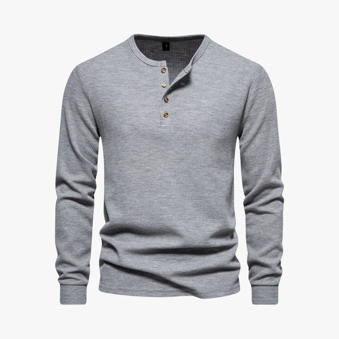 Jace & Rose | Elegant Henley Long Sleeve Light T-Shirt - Casual Cotton Shirt for Men