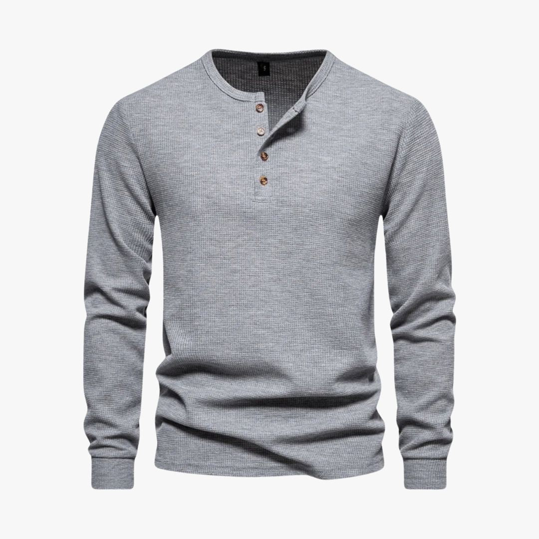 Jace & Rose | Elegant Henley Long Sleeve Light T-Shirt - Casual Cotton Shirt for Men