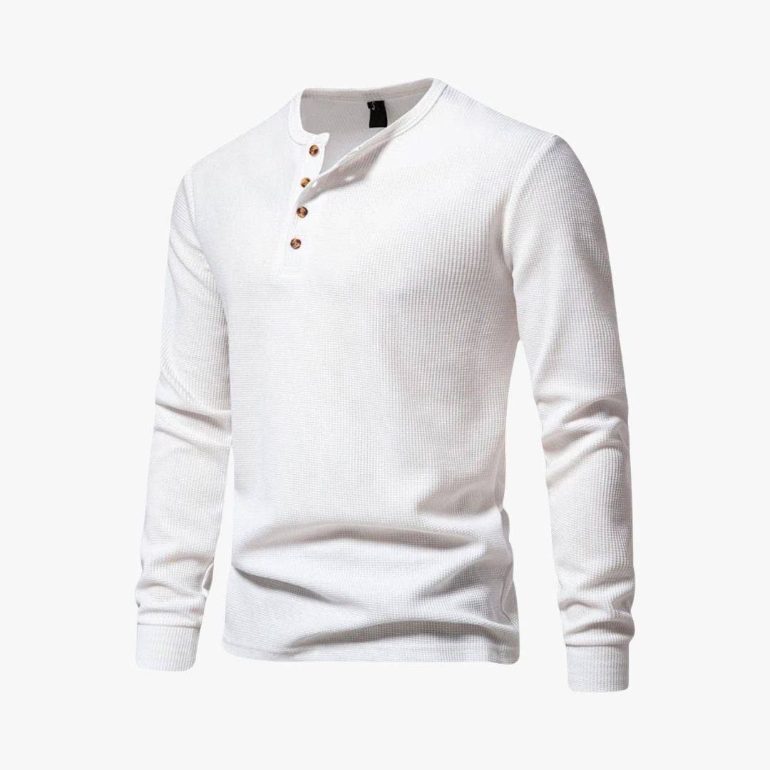 Jace & Rose | Elegant Henley Long Sleeve Light T-Shirt - Casual Cotton Shirt for Men