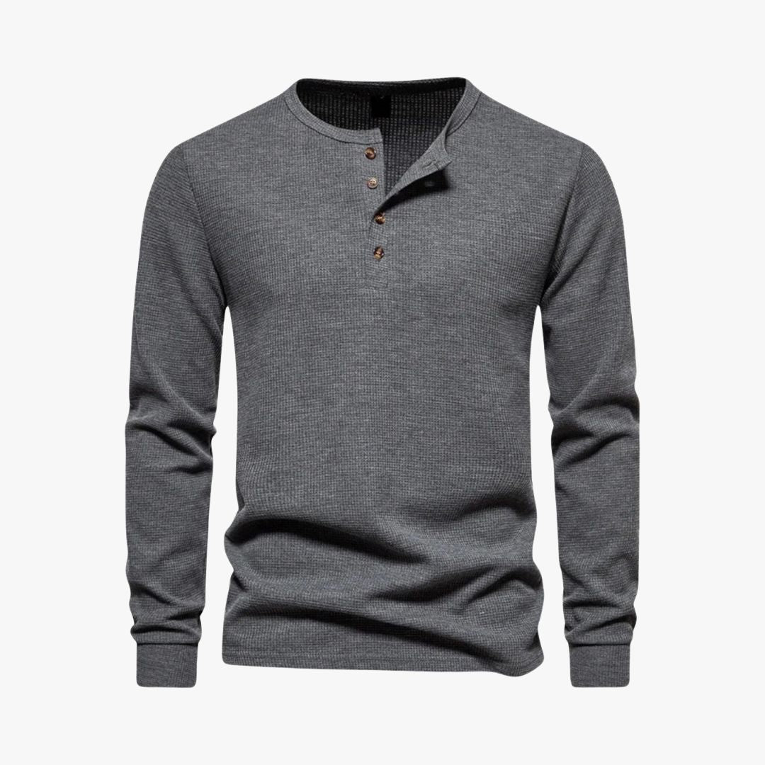 Jace & Rose | Elegant Henley Long Sleeve Light T-Shirt - Casual Cotton Shirt for Men