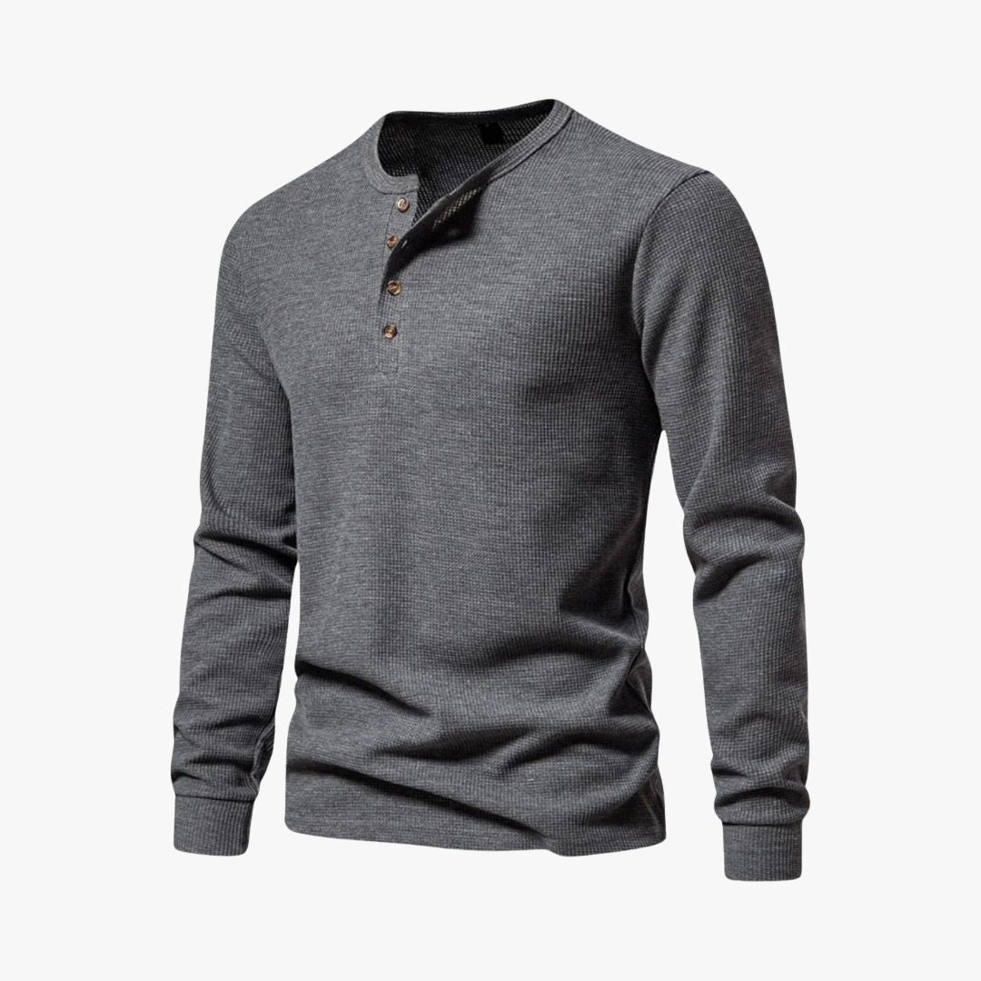 Jace & Rose | Elegant Henley Long Sleeve Light T-Shirt - Casual Cotton Shirt for Men