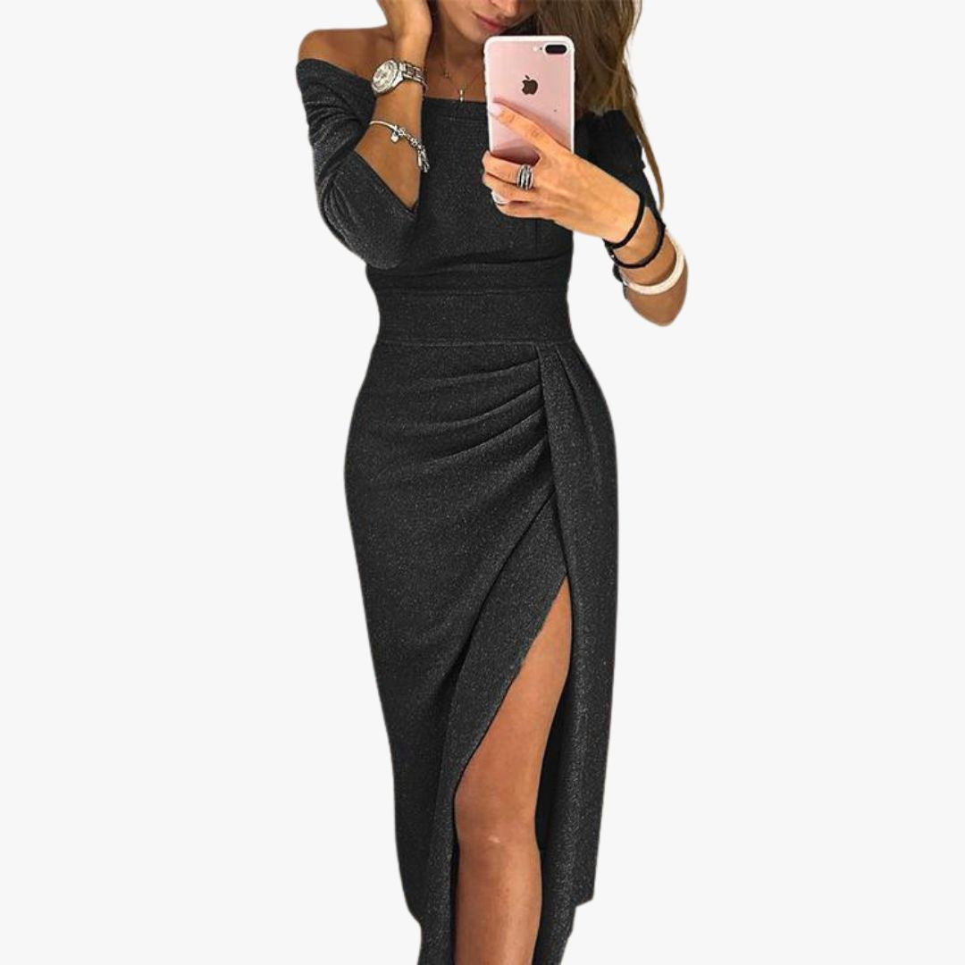 Jace & Rose Elegant Midi Dress with Glitter Details for Women