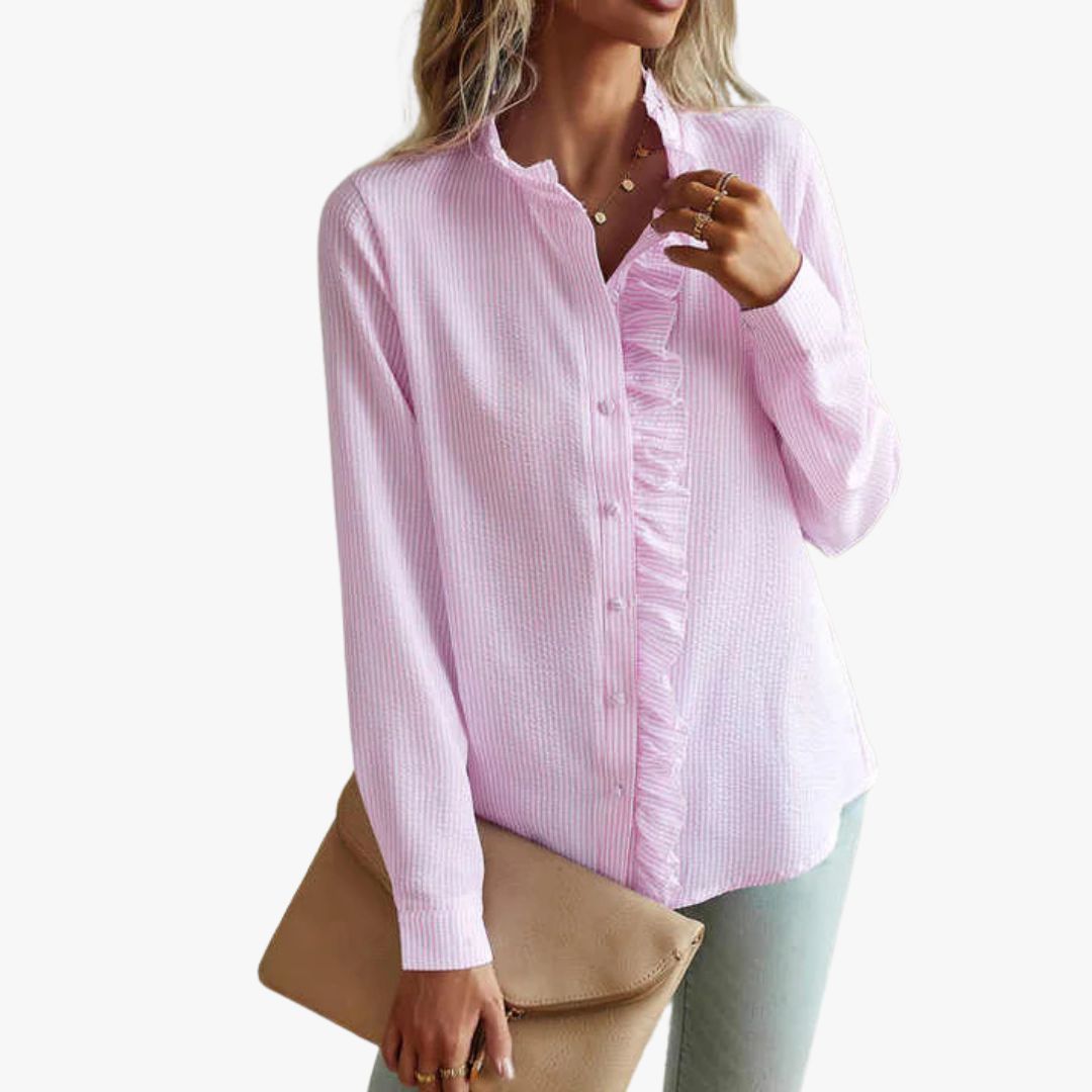 Jace & Rose Elegant Striped Blouse with Long Sleeves for Women