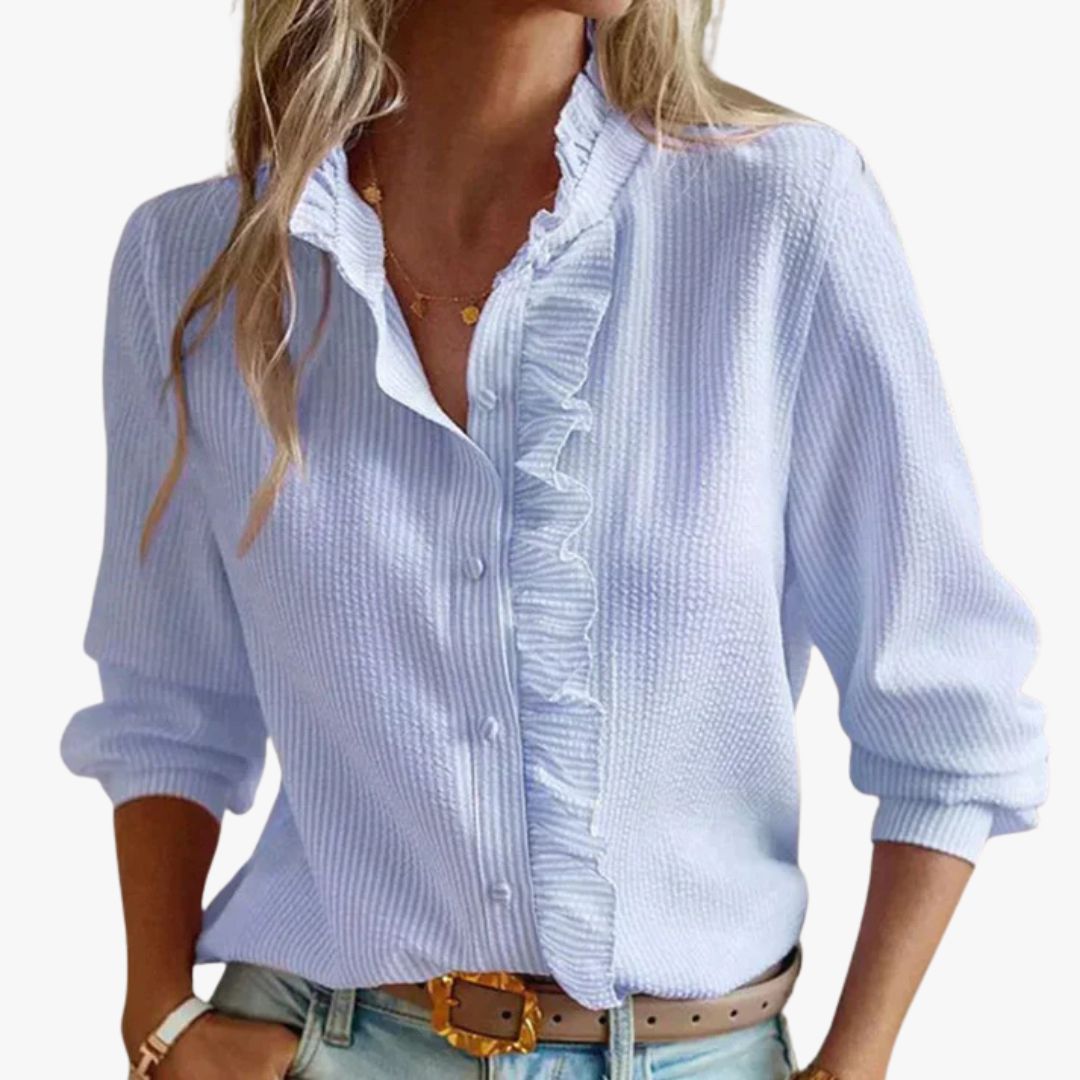 Jace & Rose Elegant Striped Blouse with Long Sleeves for Women