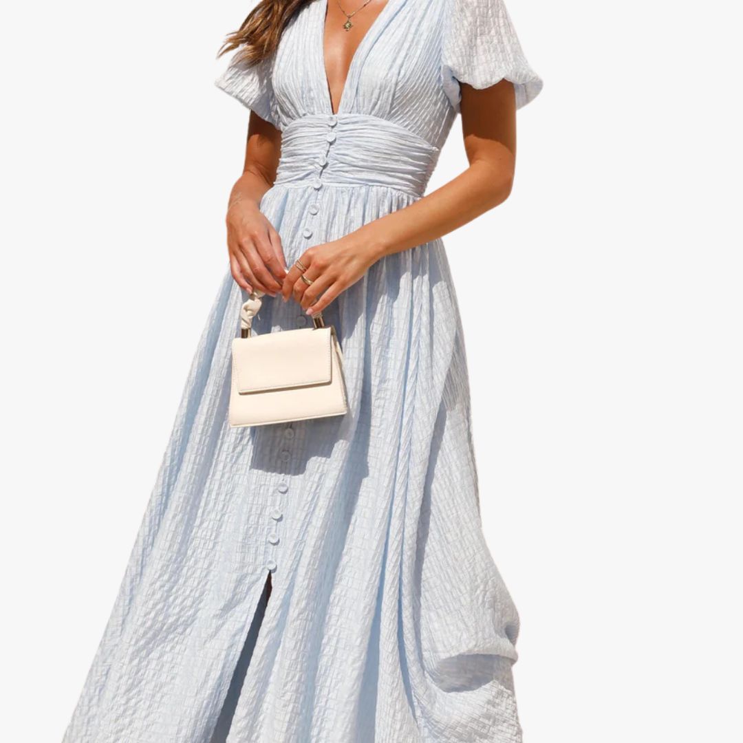 Jace & Rose Flowy Maxi Dress with Button Front and Long Sleeves for Women