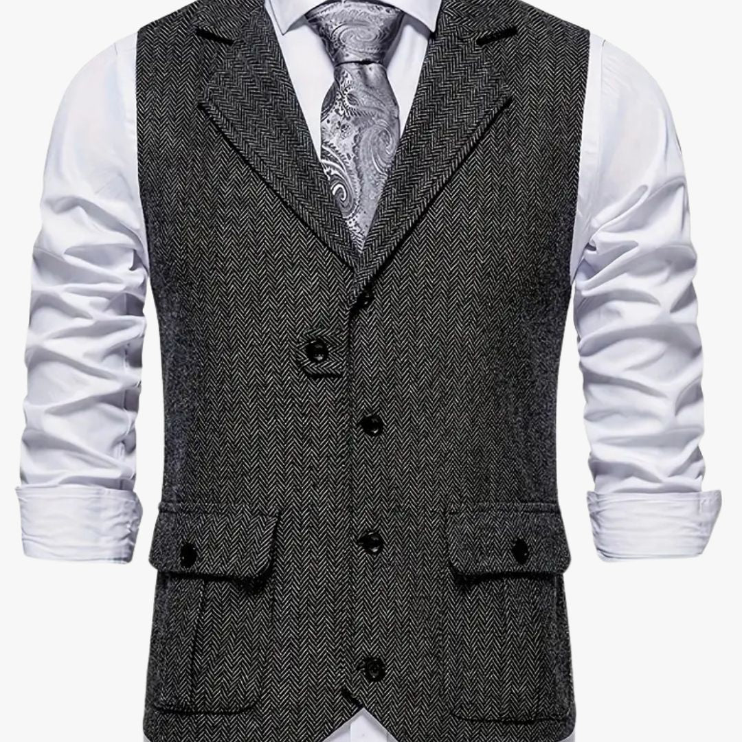 Jace & Rose Herringbone Single-Breasted Blazer for Men