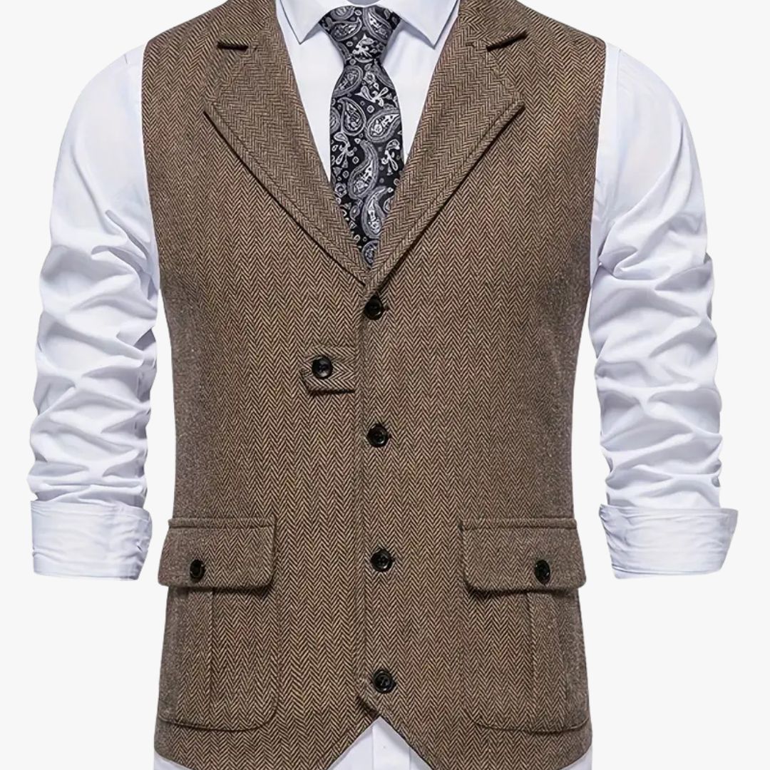 Jace & Rose Herringbone Single-Breasted Blazer for Men