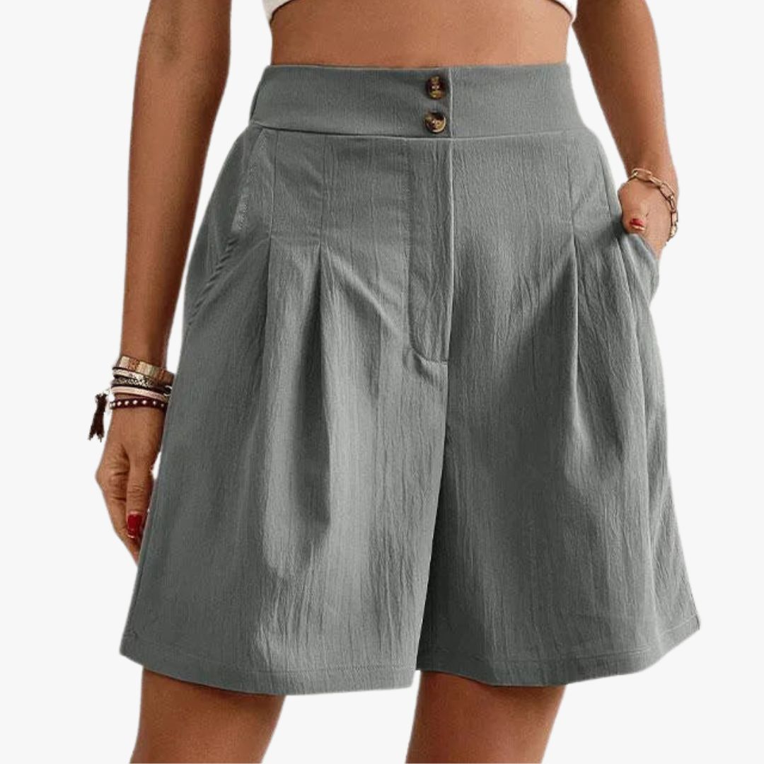 Jace & Rose High-Waisted Beach Shorts Tailored Fit Pleated Front Wide Leg with Pockets for Women