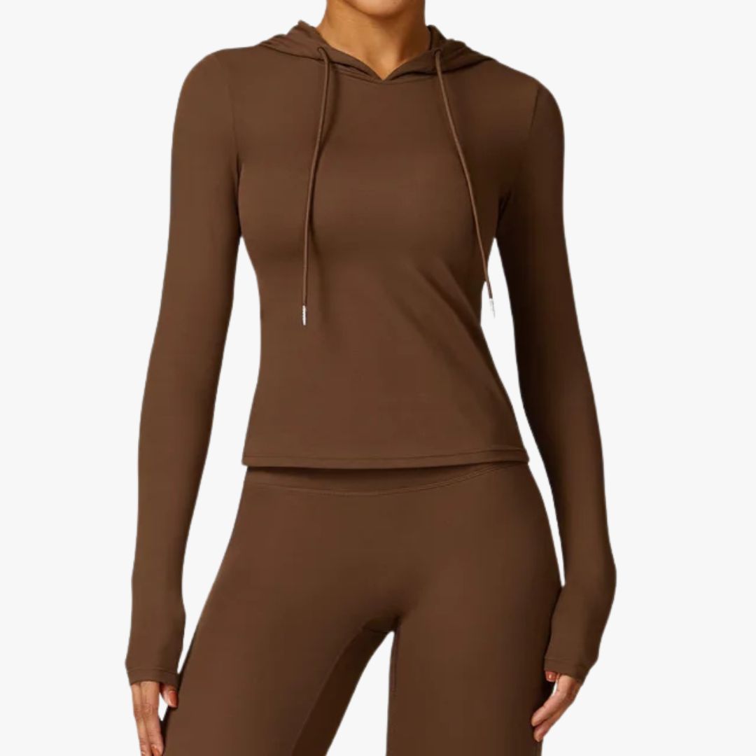 Jace & Rose Hooded Top Moisture Wicking Stretch Fabric Long Sleeve Athletic Fit for Women