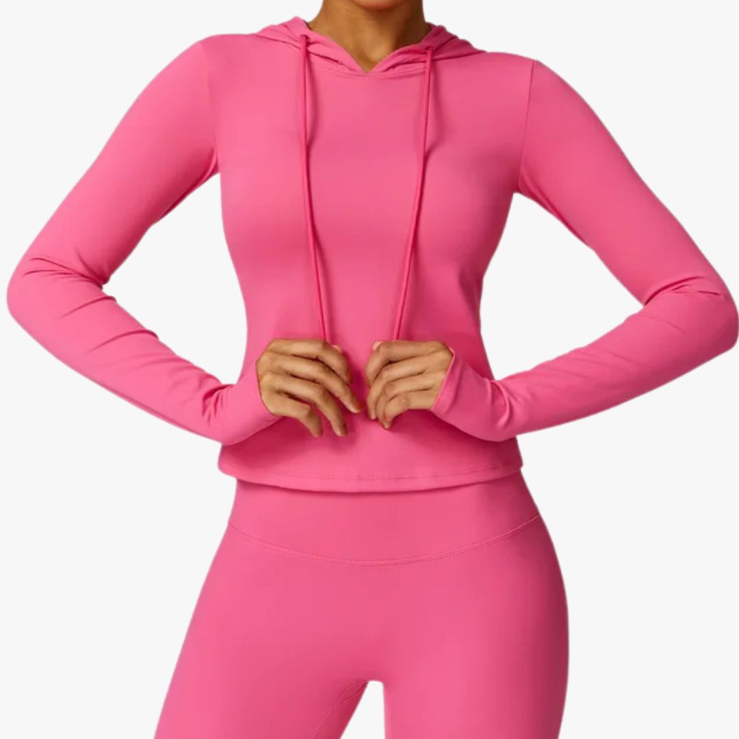 Jace & Rose Hooded Top Moisture Wicking Stretch Fabric Long Sleeve Athletic Fit for Women