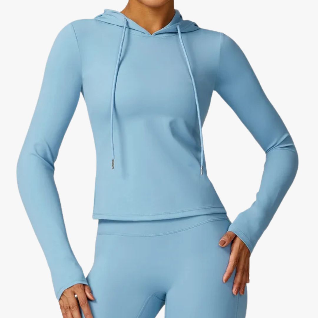 Jace & Rose Hooded Top Moisture Wicking Stretch Fabric Long Sleeve Athletic Fit for Women