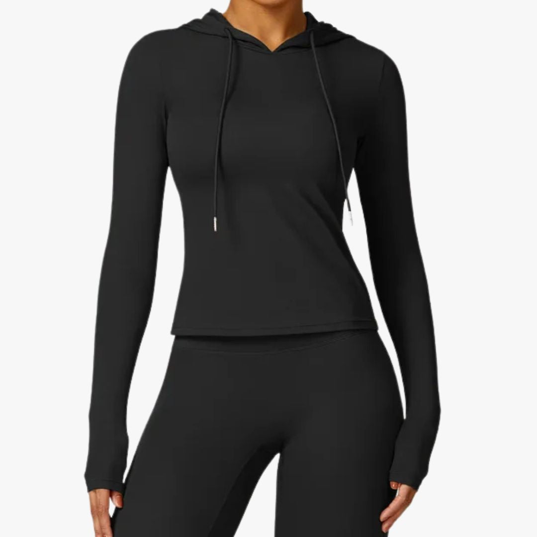 Jace & Rose Hooded Top Moisture Wicking Stretch Fabric Long Sleeve Athletic Fit for Women