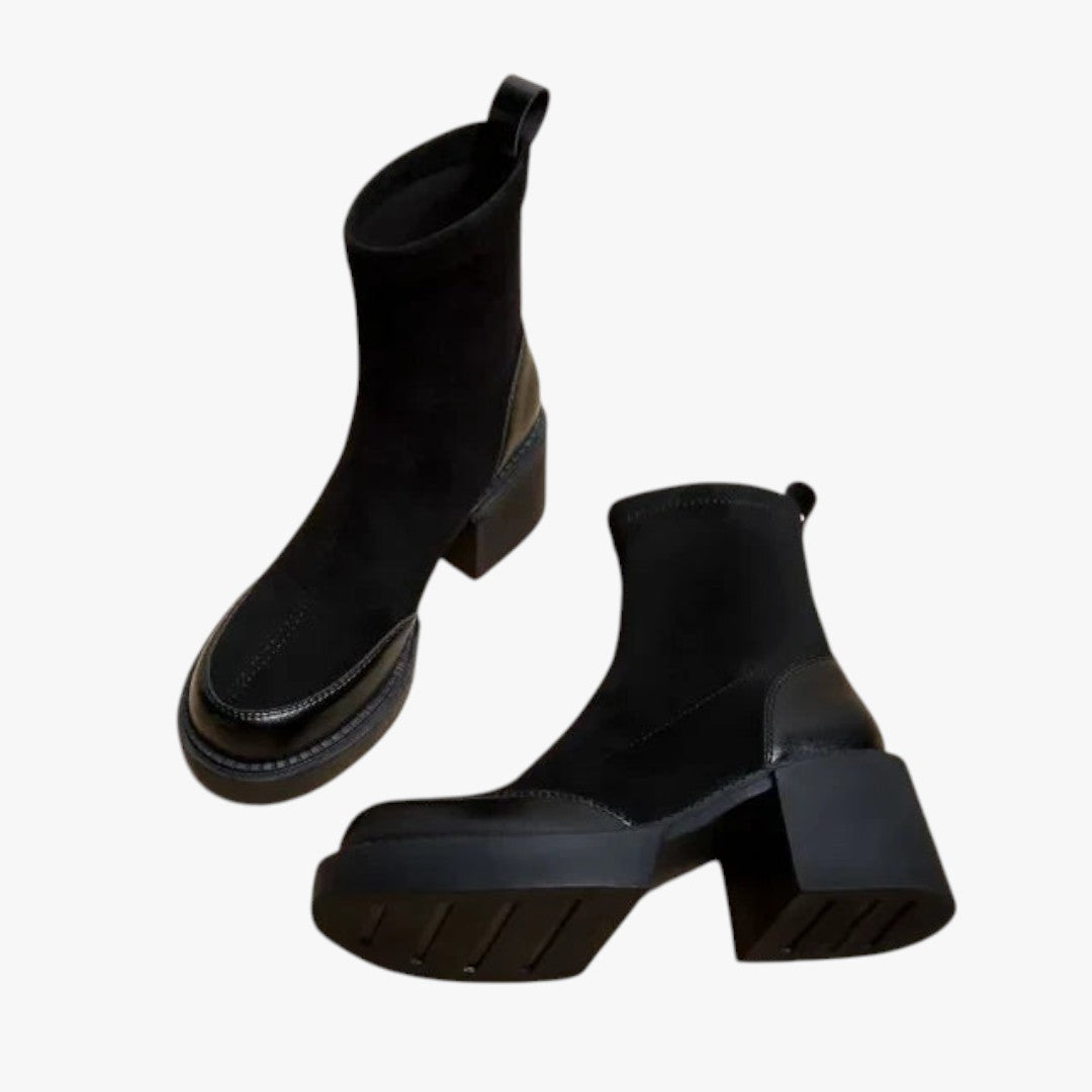 Jace & Rose Leather Suede High Heel Boots in Black for Women