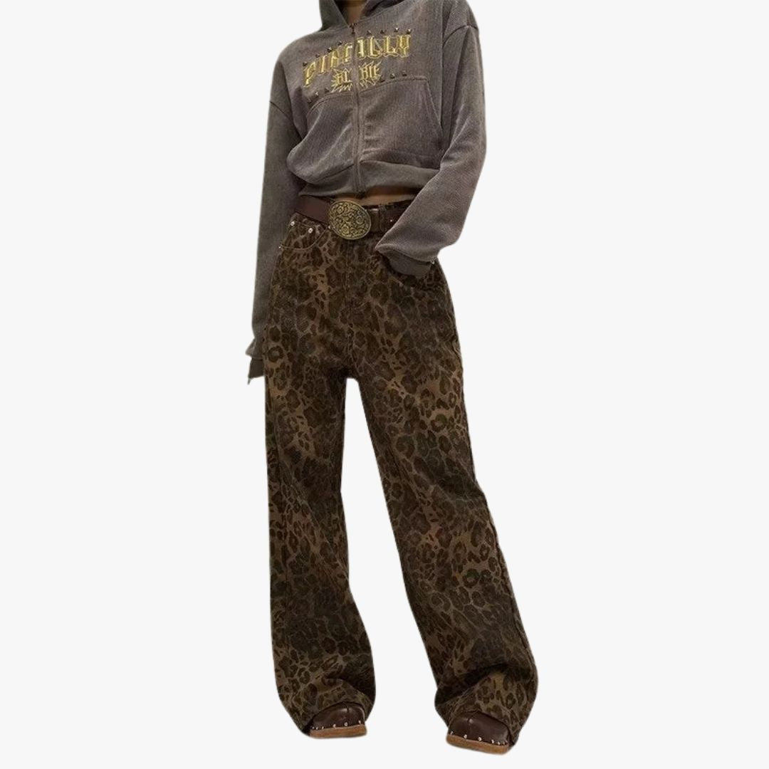 Jace & Rose Leopard Print Jeans for Women