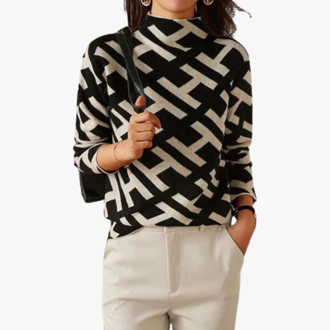 Jace & Rose Long Sleeve Geometric Knitted Top for Women