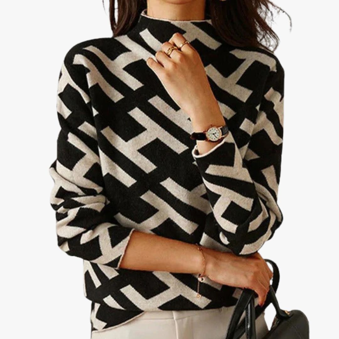 Jace & Rose Long Sleeve Geometric Knitted Top for Women