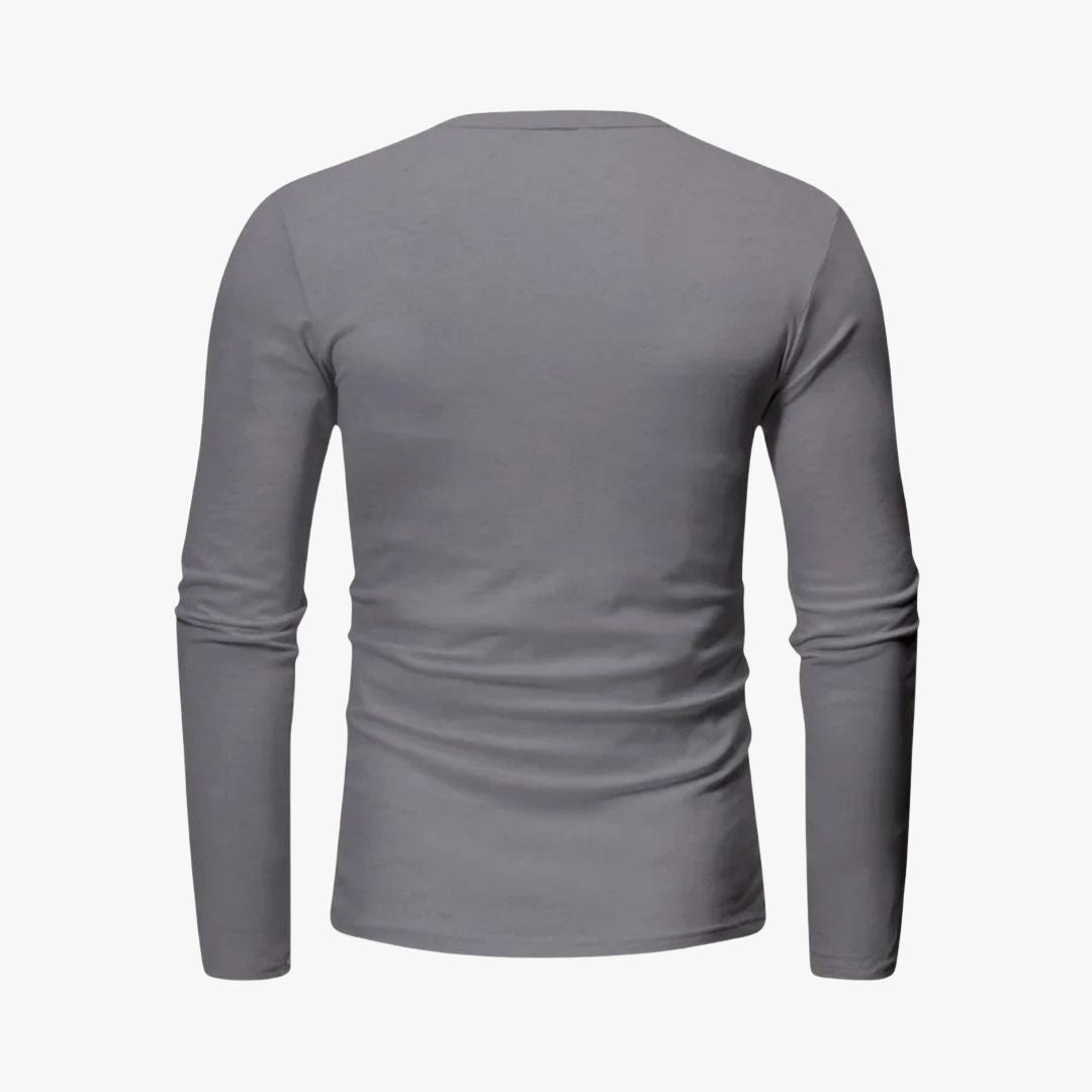 Jace & Rose | Long Sleeve Henley Smart Shirt - Spring Casual Cotton Tee for Men