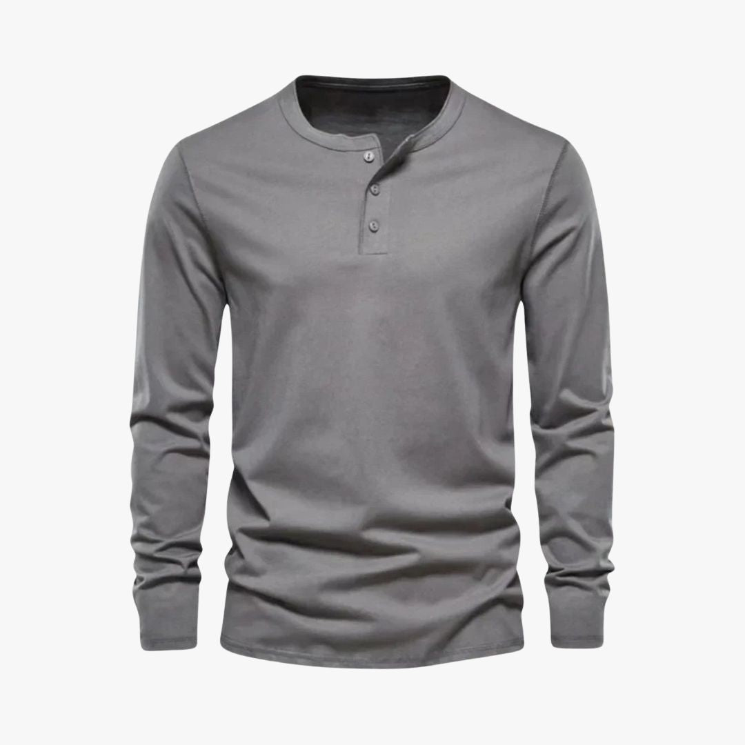 Jace & Rose | Long Sleeve Henley Smart Shirt - Spring Casual Cotton Tee for Men