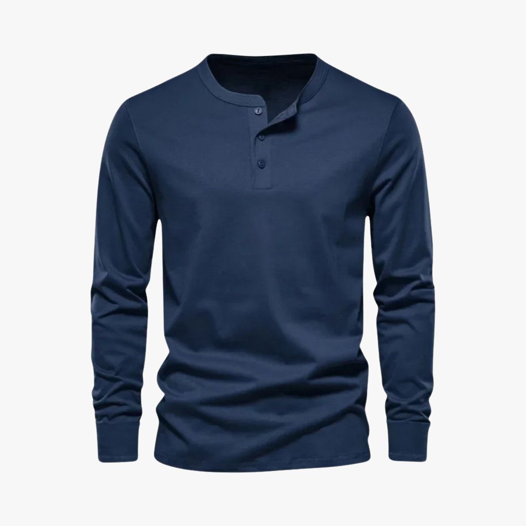 Jace & Rose | Long Sleeve Henley Smart Shirt - Spring Casual Cotton Tee for Men