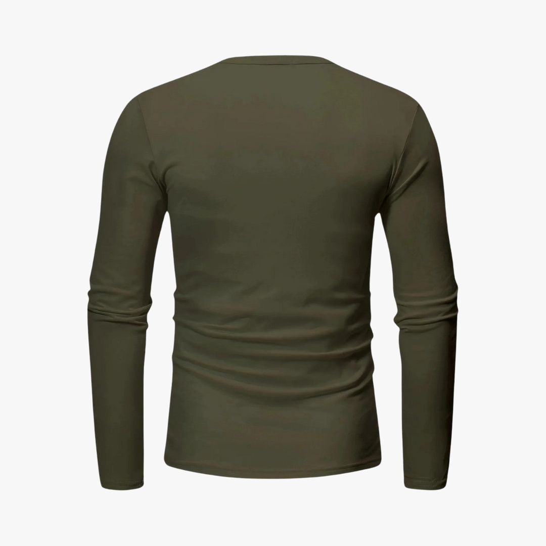 Jace & Rose | Long Sleeve Henley Smart Shirt - Spring Casual Cotton Tee for Men