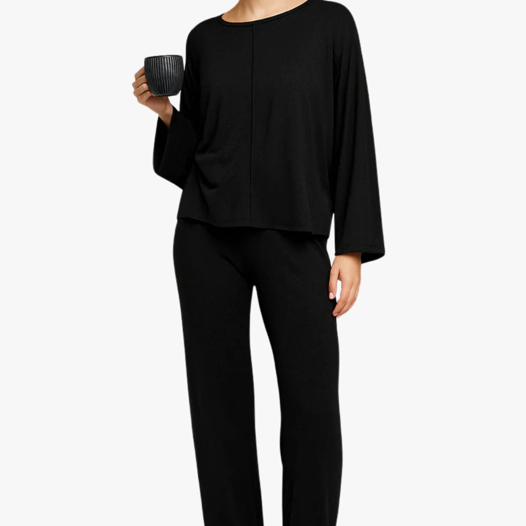 Jace & Rose Loungewear Set Cotton Blend Relaxed Fit Long Sleeve Crew Neck Full Length for Women