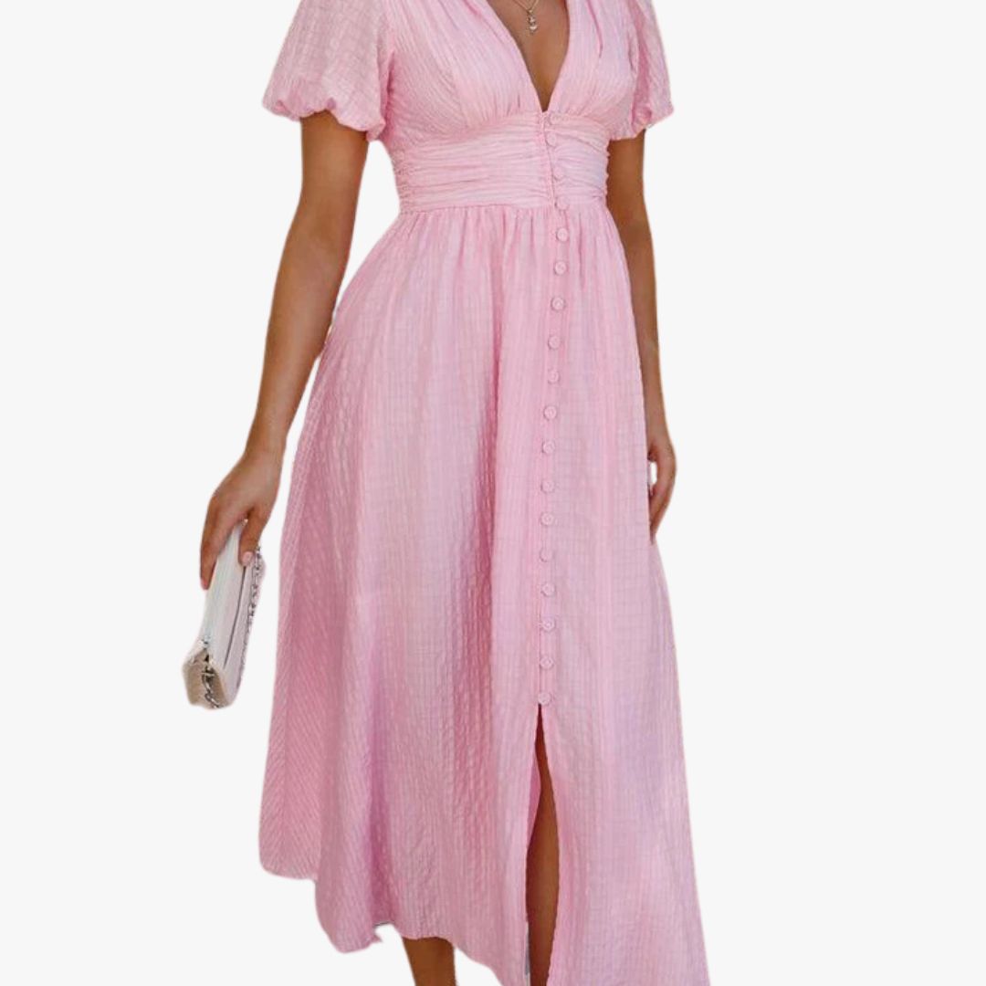 Jace & Rose Maxi Dress with Button Front and Long Sleeves for Women
