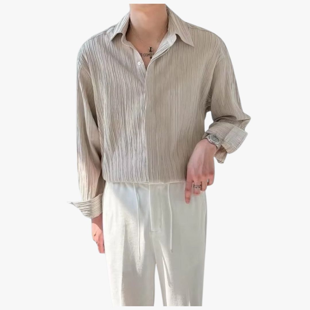 Jace & Rose | Men's Old Money Long-Sleeve Business Shirt – Loose Fit Elegance