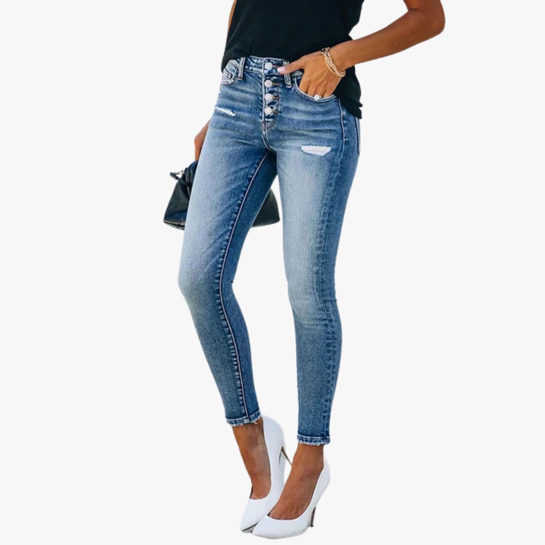 Jace & Rose Modern Slim Fit Ripped Denim Jeans for Women