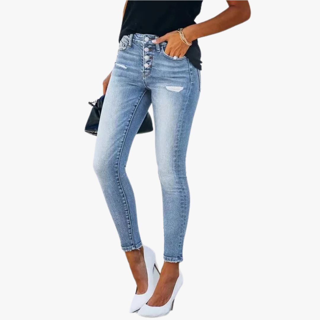 Jace & Rose Modern Slim Fit Ripped Denim Jeans for Women