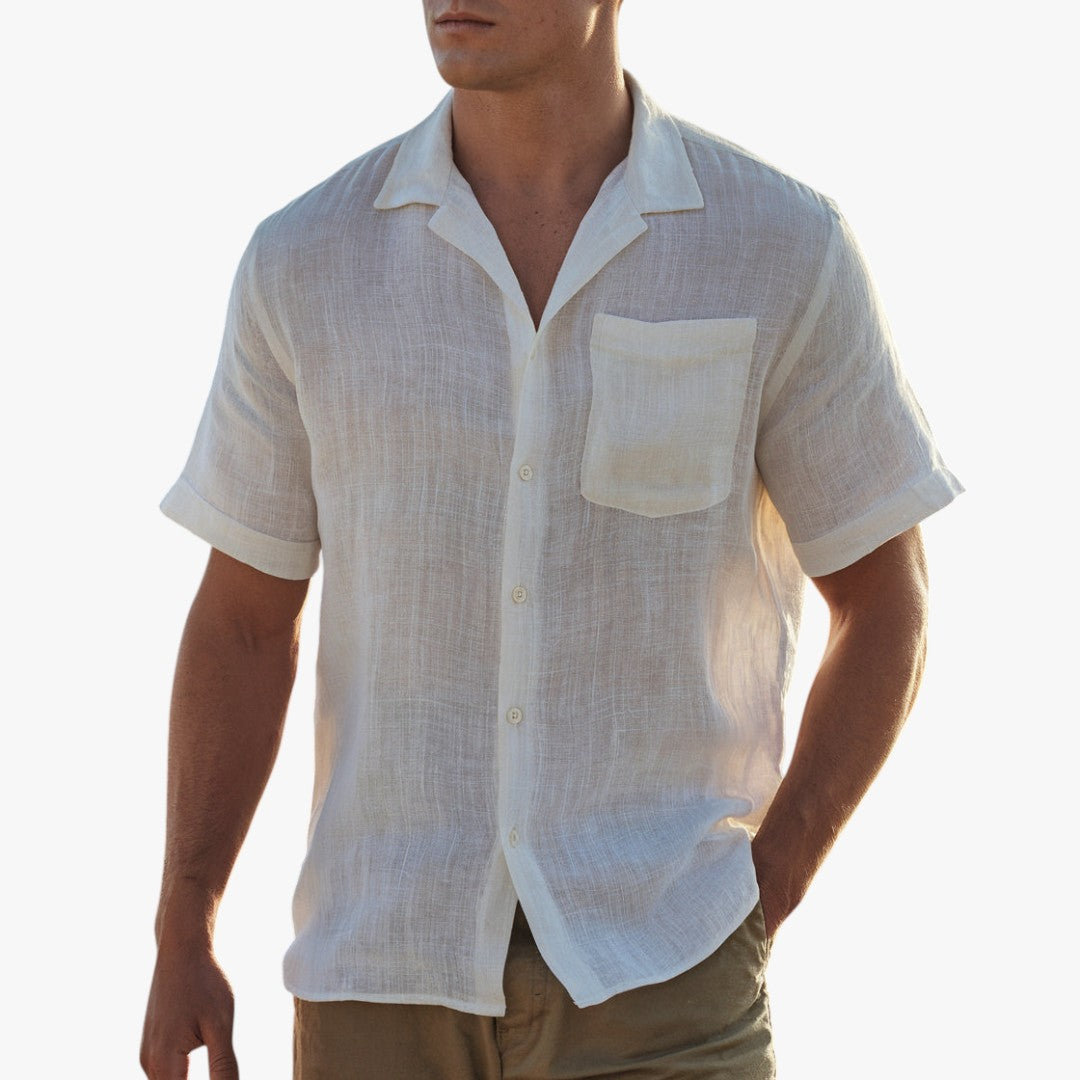 Jace & Rose Old Money Linen Shirt Short Sleeve Summer Button Up for Men