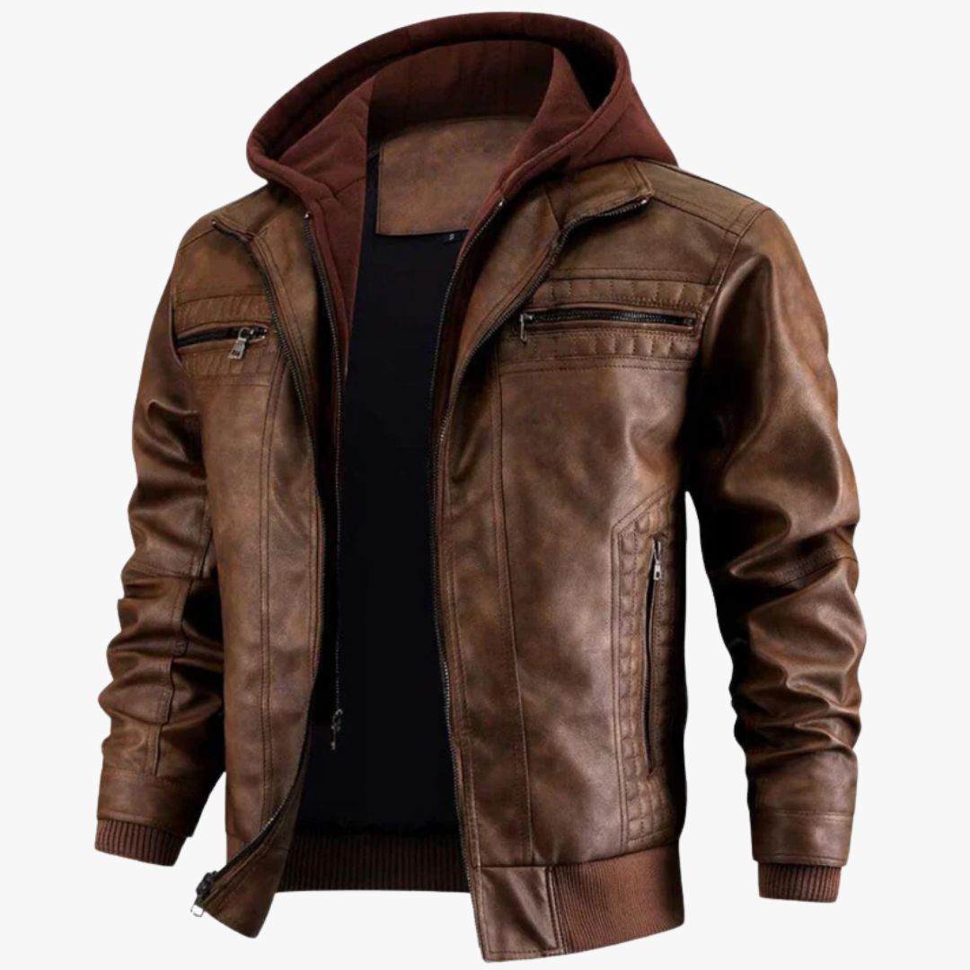 Jace & Rose Retro Multi-bag Motorcycle Style Crocheted Jacket for Men