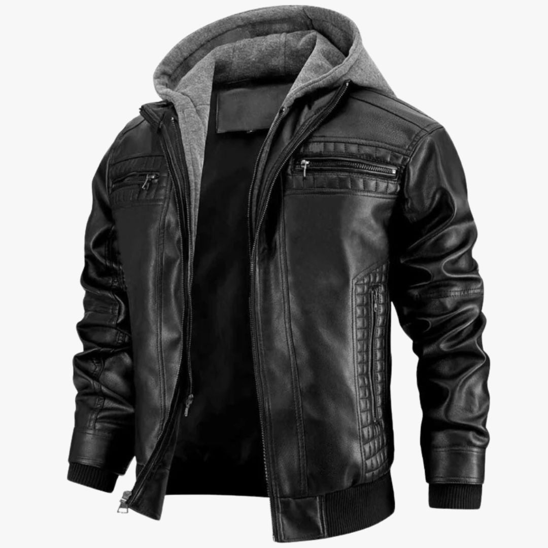 Jace & Rose Retro Multi-bag Motorcycle Style Crocheted Jacket for Men