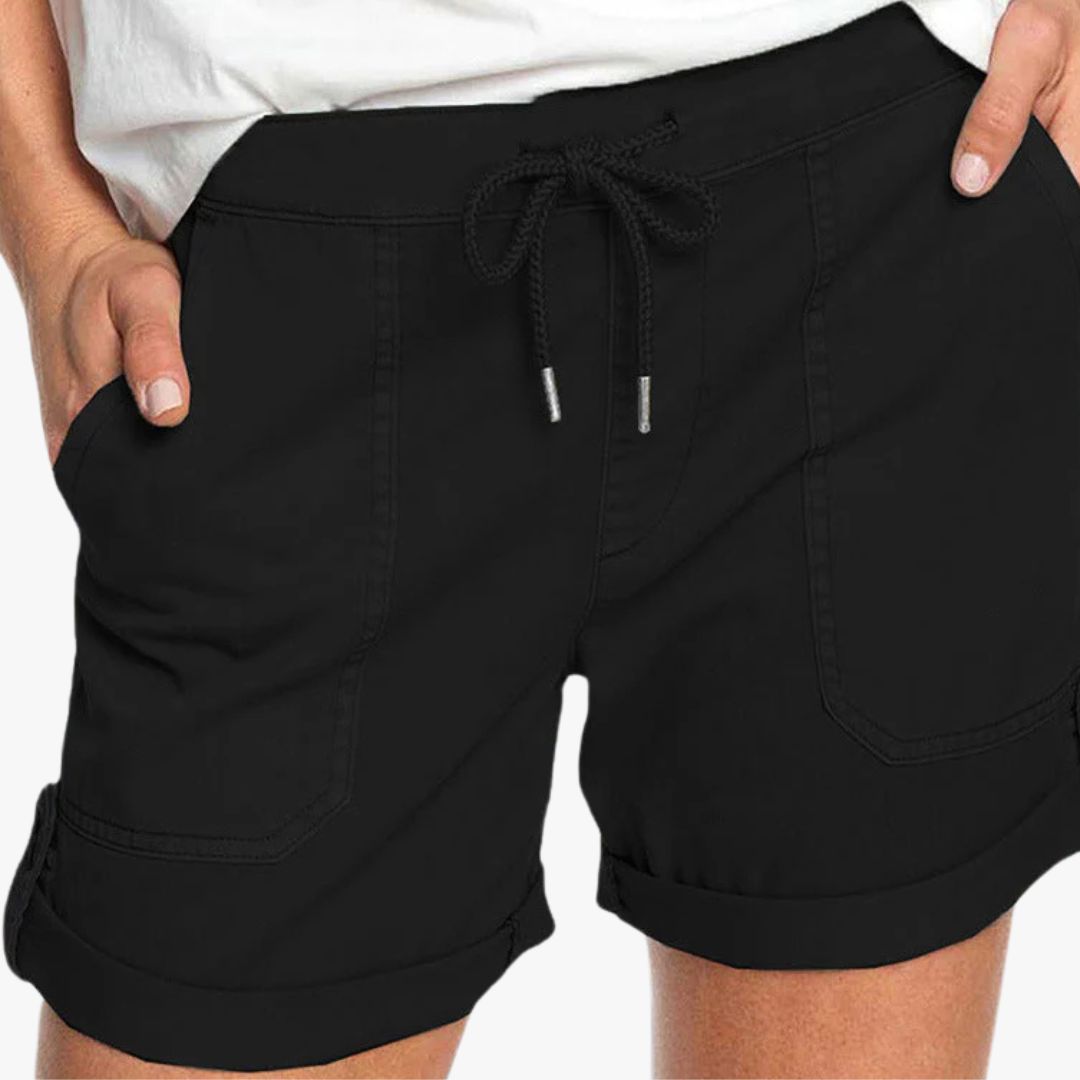 Jace & Rose Shorts with Adjustable Waist Drawstring and Turned up Hem for Women