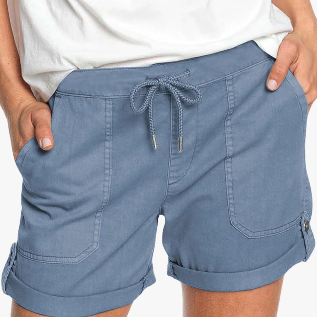 Jace & Rose Shorts with Adjustable Waist Drawstring and Turned up Hem for Women