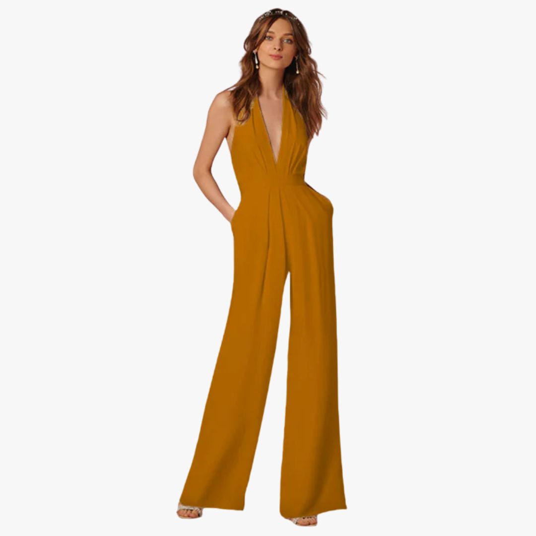 Jace & Rose Sleeveless Jumpsuit Deep V-Neck Wide-Leg for Women