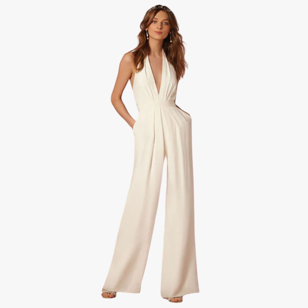 Jace & Rose Sleeveless Jumpsuit Deep V-Neck Wide-Leg for Women