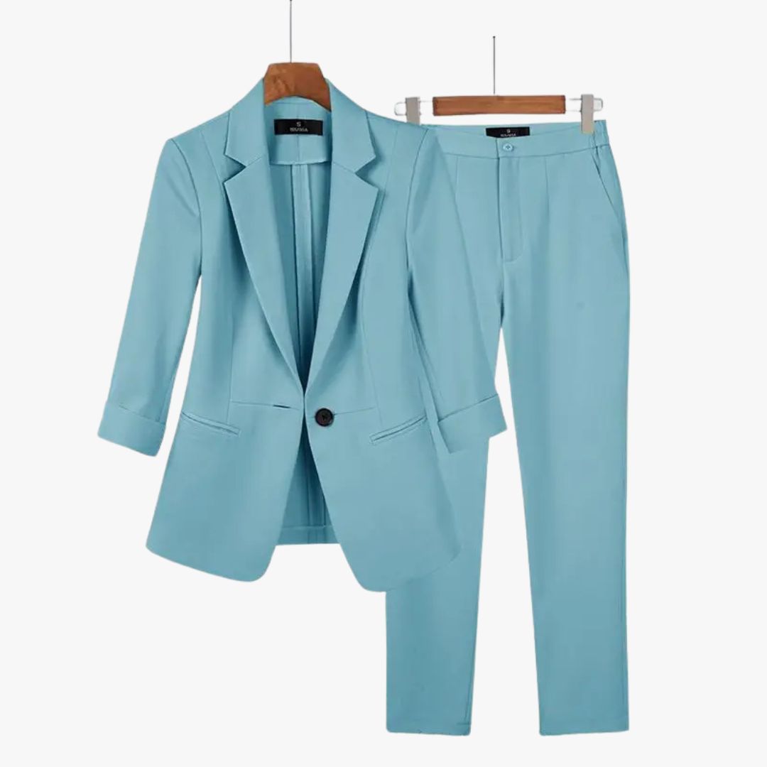 Jace & Rose Structured Fit Single Button Tailored 2-Piece Suit for Women