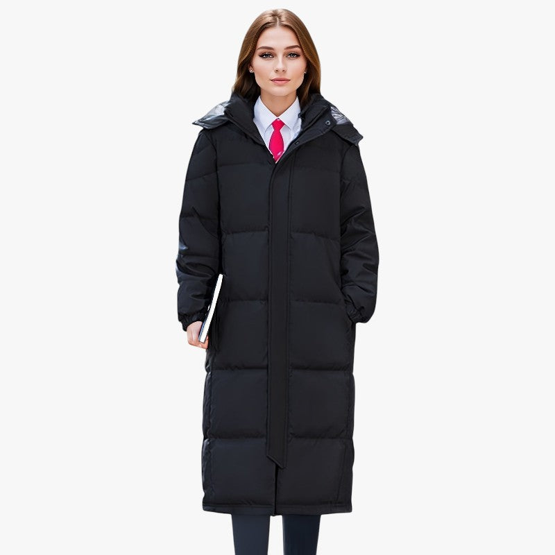 Jace & Rose Stylish Long Down Coat with Hood and Padding for Women
