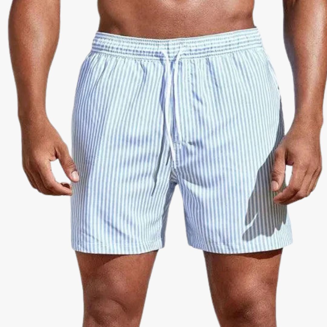 Jace & Rose Swim Trunks Striped Pattern Elastic Waistband with Drawstring Quick-Dry for Men