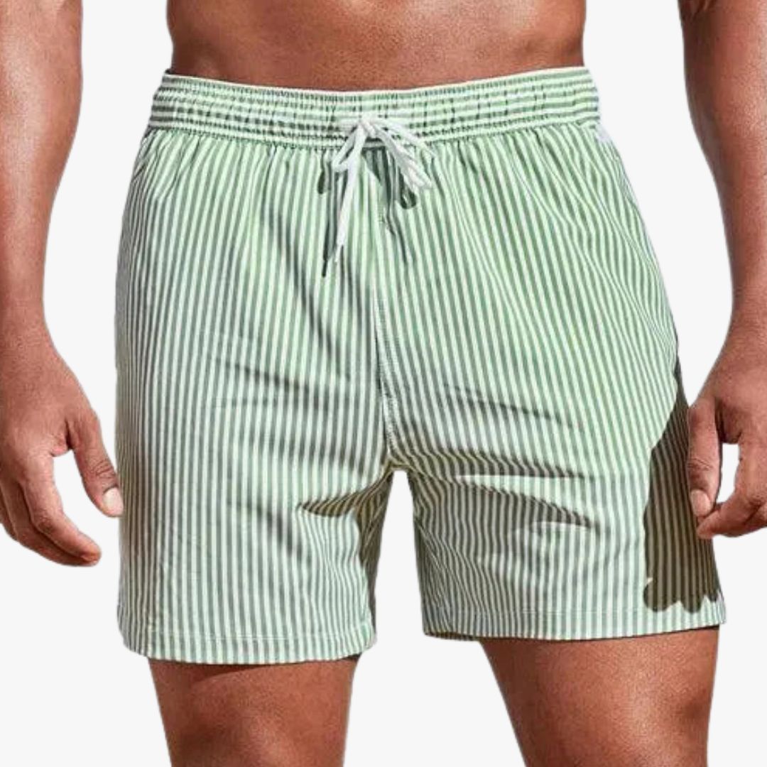 Jace & Rose Swim Trunks Striped Pattern Elastic Waistband with Drawstring Quick-Dry for Men