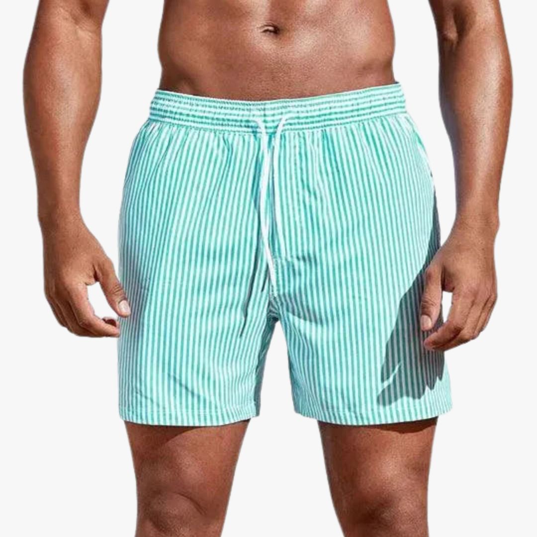 Jace & Rose Swim Trunks Striped Pattern Elastic Waistband with Drawstring Quick-Dry for Men