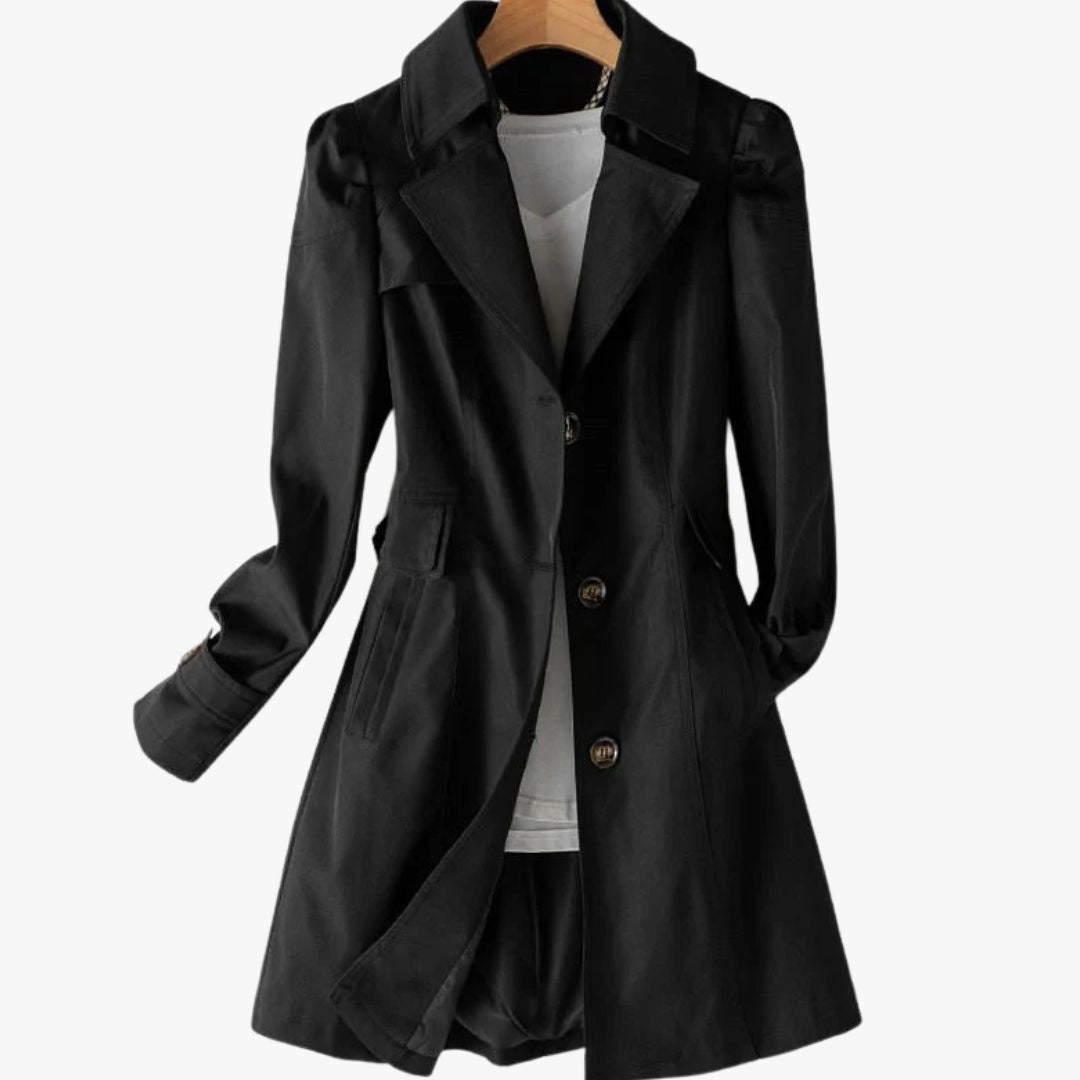 Jace & Rose Trench Coat Single-Breasted Knee-Length Notched Lapel Buttoned Cuffs for Women