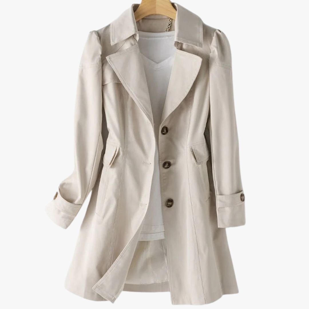 Jace & Rose Trench Coat Single-Breasted Knee-Length Notched Lapel Buttoned Cuffs for Women