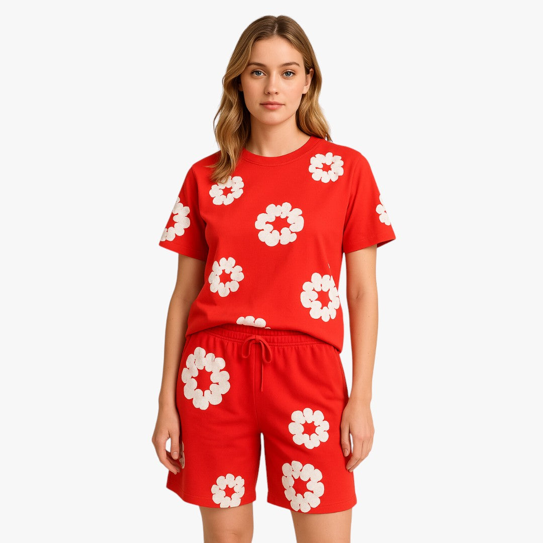 Jace & Rose Unisex Cotton Wreath T-Shirt & Shorts Set – Effortless Style & Comfort Regular price