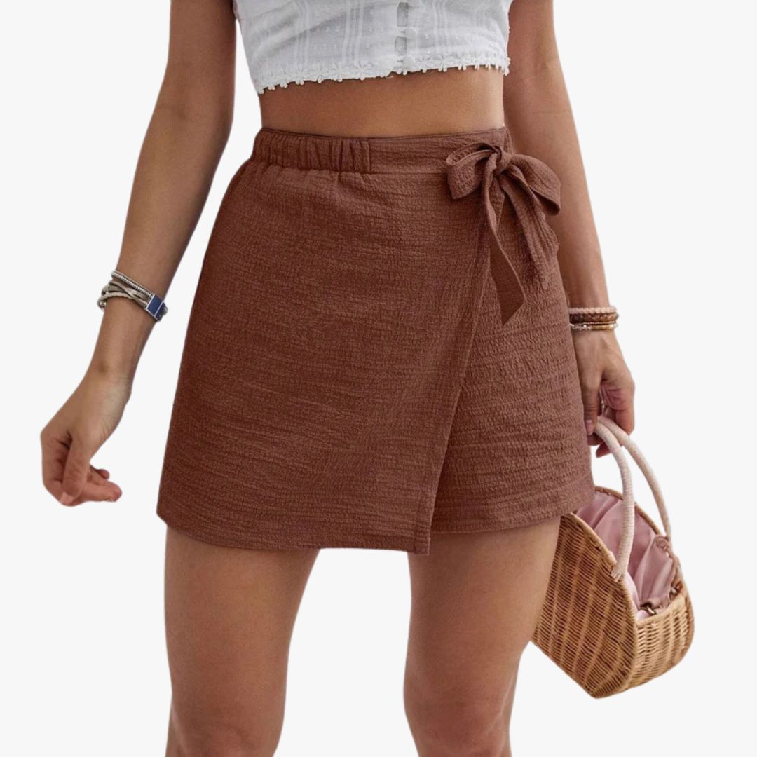 Jace & Rose Wrap Skort Lightweight Cotton Blend Relaxed Fit Elastic Waist A-Line for Women