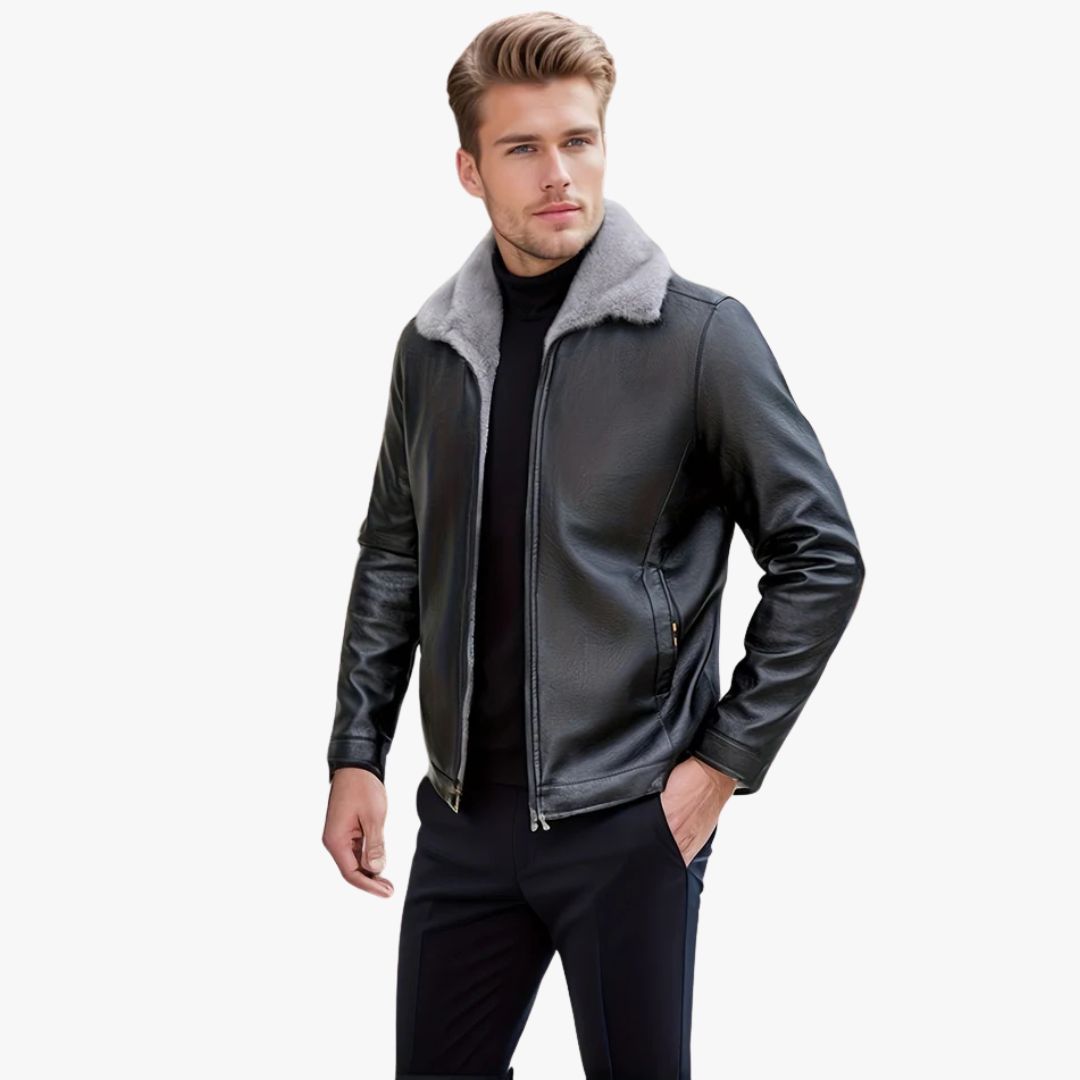 Jace & Rose Fleece Lined Leather Jacket For Men