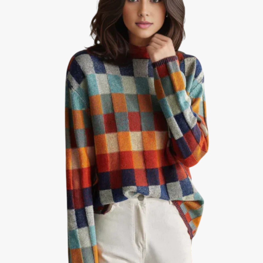 Jace & Rose Cashmere Patchwork Turtleneck Sweater for Women