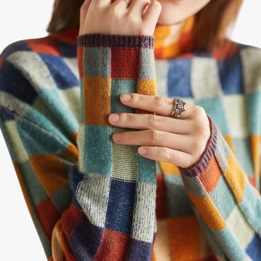 Jace & Rose Cashmere Patchwork Turtleneck Sweater for Women