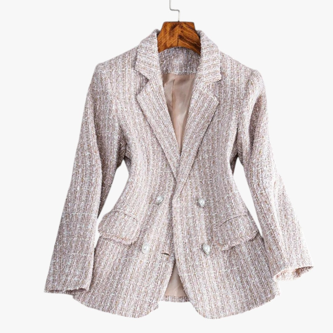Jace & Rose Chic Tweed Blazer with Pockets and Button for Women