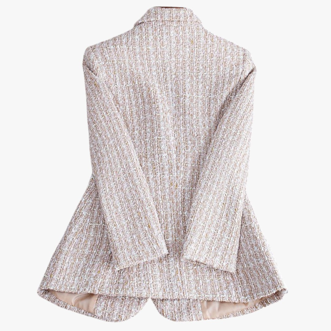 Jace & Rose Chic Tweed Blazer with Pockets and Button for Women